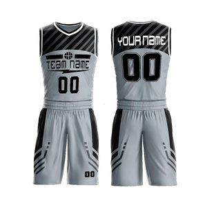 Conjunto de Uniforme de Baloncesto Sublimado Personalizado, Gris Azul, Cuello en V, Sin Mangas, Malla Transpirable, para Adultos, Nombre del Equipo 00, Secado Rápido - Product Image 2