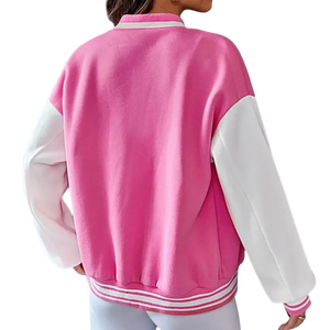 แจ็กเก็ตเบสบอลมหาวิทยาลัยเลตเทอร์แมนแขนเสื้อหนังปักโลโก้ได้ตามต้องการ - Product Image 6