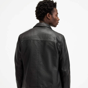 <b>Long</b> Sleeve High Quality Zipper Front Logo Windproof <b>Men's</b> Leather <b>Jacket</b> Casual Wear Best Selling Lightweight OEM Service - Product Image 2