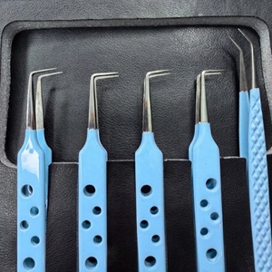 Pinzas para Pestañas de Alta Calidad GETUP BROSONS IMPEX GBI-EET-2917 de Acero Inoxidable de 90/45 Grados, Color Azul, Punta Lisa, Agarre de Diamante - Product Image 4