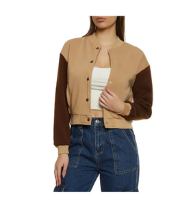 Abrigo corto de estilo clásico para mujer, chaqueta de cuero auténtico, chaqueta universitaria para mujer - Product Image 5