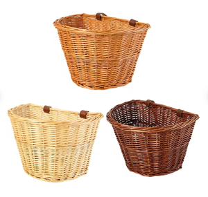 Cesta de mimbre hecha a mano para bicicleta, cesta delantera para bicicleta - Product Image 2