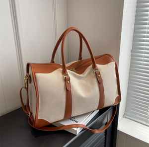 Precio de alta calidad Bolsa de deporte de lona Bolsillo y compartimento para zapatos Bolsa de equipaje de lona de gran capacidad Bolsa de cuero genuino - Product Image 4