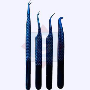 Juego de pinzas de extensión de pestañas con logotipo personalizado de acero inoxidable con etiqueta privada - Product Image 1