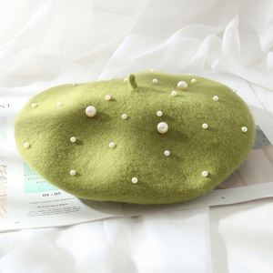 Vente de gros Béret femme hiver en laine avec perles à la mode personnalisée - Product Image 3