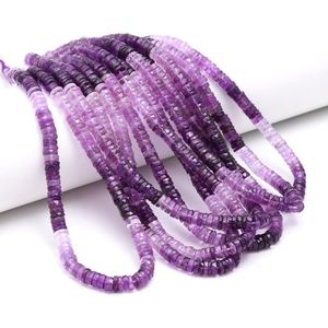 พลอยอเมทิสต์ธรรมชาติทรงเหลี่ยมเพชรพลอย Heishi รูปทรงยางขนาด6-8มม. ลูกปัดอัญมณีแท้สำหรับการทำเครื่องประดับ DIY - Product Image 6