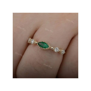 Nouveau concepteur 14k or massif Marquise émeraude naturelle avec bague en diamant bande d'éternité femmes bijoux bague productible en 10K/18K - Product Image 5