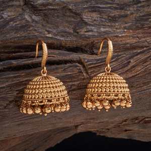 Pendientes de Latón Vintage con Diseño Étnico Religioso, con Forma de Campana, Perlas y Diamantes, para Bodas y Fiestas - Product Image 1