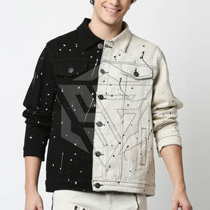 เสื้อแจ็คเก็ตยีนส์ผู้ชายสไตล์วินเทจผ้าคอตตอน100% แห้งเร็วระบายอากาศได้ดีปรับแต่งด้านหน้าได้ - Product Image 1