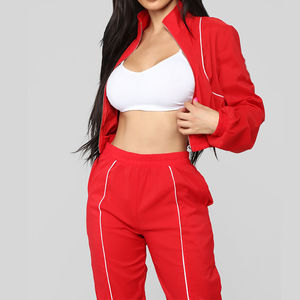 Alta calidad personalizado Baggy Tech Fleece 100% algodón pantalones de chándal acampanados de lujo y conjunto de chándal con cremallera completa para mujer - Product Image 2