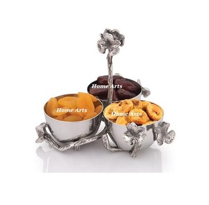 Tarro de chocolates de frutas secas de mármol de diseño fabuloso con soporte en forma de hoja de diseñador Servidor de chocolates de forma redonda - Product Image 2