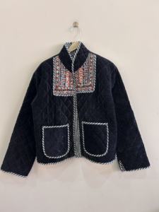 Handcrafted Vintage Embroidered Patchwork <b>Velvet</b> Jacket Boho Ethnic Winter Coat - Product Image 5