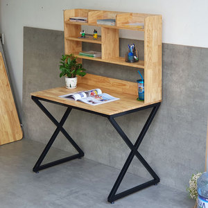 100x60x145cm X-Shaped Iron Leg <b>Study</b> <b>Desk</b> with Bookshelf Assembled School Furniture-FD68054 - Product Image 6