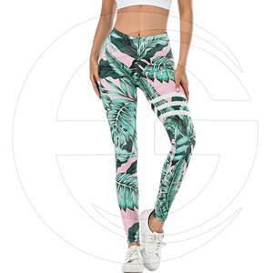 Custom Yoga Running Fitness Wear Silk Screen Printed High Waist Knee Length Legging Push up Active Wear <b>Trainer</b> Women Solid - Product Image 1