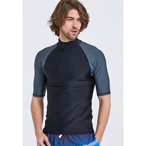 High Quality Sublimation <b>Printed</b> Short Sleeve Men's Rash Guard Custom OEM <b>Surfing</b> & Swimming UV Protection Shirt - Product Image 3
