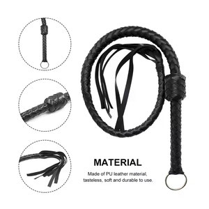 Látigo de caballo de cuero PU trenzado portátil, Mango antideslizante, cultivo de equitación ligero, juego de rol, Cosplay, entrenamiento, accesorios de equipo de jinete - Product Image 2