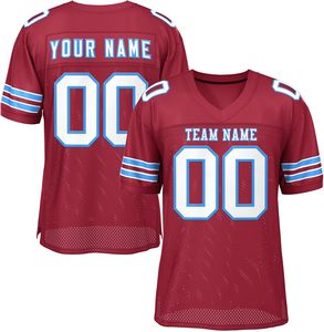 Camisetas de fútbol americano personalizadas con nombre del equipo Logo números manga rayas malla de poliéster secado rápido impresión por sublimación OEM - Product Image 3