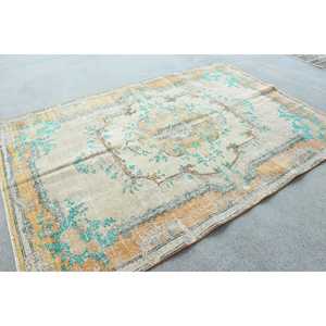Vintage Turkish Large Rug 5.9x8.7 ft (179x265 cm), <b>Yellow</b> Moroccan Rug - Product Image 3