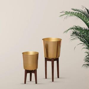 Top Rated Nordic Modern <b>Planter</b> stand Flower Pot Metal Wooden <b>Gold</b> <b>Planter</b> Garden Pots for Indoor Home Bedroom Living room Decor - Product Image 1