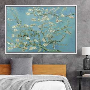 Impression de fleurs d'amande de Van Gogh : art botanique sur toile, décoration murale, toile encadrée blanche - Product Image 1
