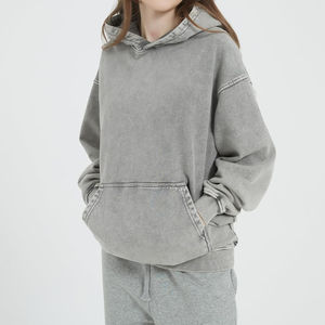 Sudadera con Capucha de Forro Polar Personalizable, Lavado Ácido, Larga, Transpirable, de Secado Rápido, Diseño Nuevo de Primera Calidad para Mujer - Product Image 6