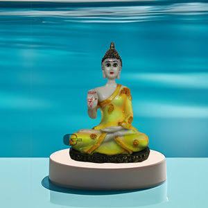 Mini estatua de Buda amarilla hecha a mano, decoración espiritual para salpicadero de coche, figurita de poliresina, regalos de devolución para el Año Nuevo chino, Pascua - Product Image 1