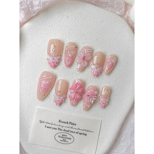 Faux ongles à presser motif fleur rose, design élégant pour la décoration des ongles - Product Image 4