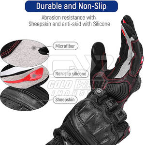 Nouveauté en promotion : Gants de moto en cuir pour homme, de protection, pour la course, pour motard, compatibles écran tactile, antidérapants - Product Image 4