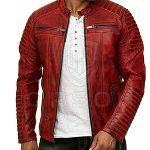 Chaqueta de cuero de piel de vaca de talla grande de alta calidad con cuello levantado para uso en exteriores de invierno estilo Vintage ecológico personalizable para hombres - Product Image 3