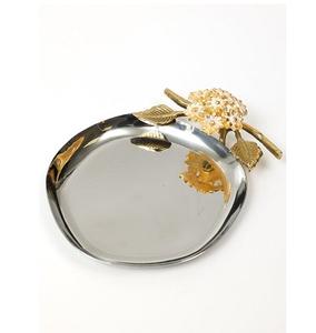 Plateau de service de grande taille au design élégant Plateau de service à café Plateau en acier inoxydable avec poignée design feuilles à vendre - Product Image 6