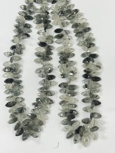 Perles à facettes en quartz rutile vert naturel AAA forme de marquise 7x14mm 17 pouces perles de pierre à facettes vertes - Product Image 6