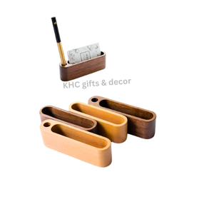 Logo personnalisé en gros fait à la main en bois naturel Namecard titulaire carte de visite utiliser prix bon marché - Product Image 4