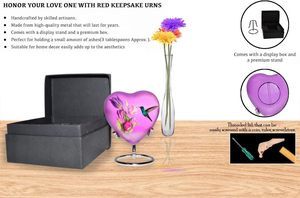 Urne coeur de colibri-Mini urne crémation coeur avec support et boîte de qualité supérieure-Petite urne souvenir pour cendres-Honore votre bien-aimé - Product Image 6