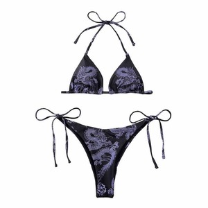 Wholesale Custom Animal Print <b>Bikini</b> <b>Set</b> for Women Solid Color Sexy <b>Triangle</b> Casual Swimwear Beachwear Quick Dry Spandex/Nylon - Product Image 4