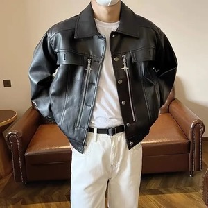 Chaqueta Informal de Cuero Sintético para Hombre, Chaqueta Holgada de Lona de Estilo Americano, Moda de Primavera y Otoño, Ropa de Marca para Hombre - Product Image 4