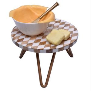 Table à gâteau en bois et en résine, support doré pour mariage, fête d'anniversaire, décoration d'hôtel, CSD-028 - Product Image 2