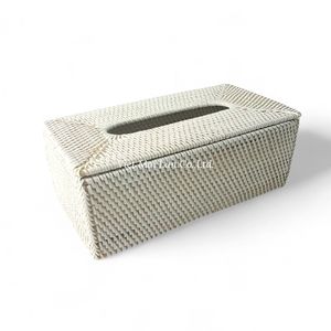 Natural Fiber Handmade Bohemian Style Rattan Tissue Box Made in Vietnam <b>for</b> <b>Bathroom</b> Bedroom and Living Area Use - Product Image 1