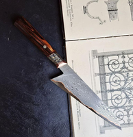 Couteau de chef de luxe en acier Damas cuivré fait main, lame ultra-affûtée, pour cuisine, extérieur, collection ou cadeau