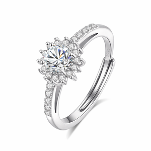 NOVAMART Fine Moissanite <b>Ring</b> for Women 0.5 Ct Eternal Bloom 925 Sterling <b>Silver</b> <b>Adjustable</b> GRA Certified Wholesale Export - Product Image 1