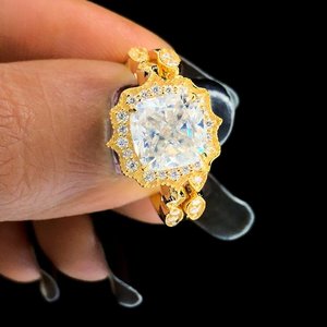 Luxury Iced Out Oval Lab Grown Diamond Engagement & Wedding <b>Statement</b> <b>Ring</b> in 18K Gold Hip Hop Jewelry - Product Image 4