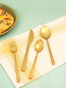 Ensemble de couverts en métal doré pour salle à manger, fourchette et couteau, cuillère, couverts à bas prix - Product Image 2