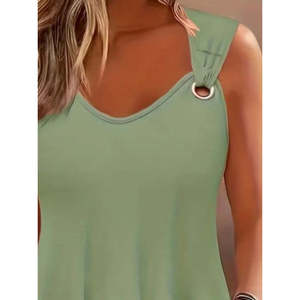 Chemisier en viscose à bretelles et col en V pour femme avec détails œillets, 36271 - Vert - Product Image 2