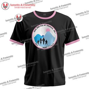 Camisetas Bordadas con Letras Griegas para Mujer de la Hermandad Jack and Jill |   Camiseta Jill of America azul y rosa, estilo jersey, media manga - Product Image 6