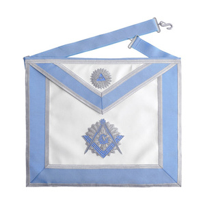 Delantal Master Mason Blue Lodge azul claro y blanco con bordado a mano a precios mayoristas - Product Image 1