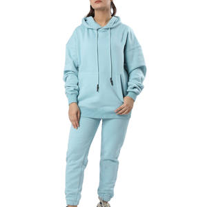 Chándal con logotipo personalizado para mujer, de manga larga Sudadera con capucha, conjunto deportivo elástico de dos piezas, ropa de calle de otoño, chándales para mujer de talla grande - Product Image 1