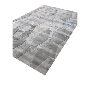 Alfombra Acar de Lana y Viscosa Hecha a Mano, Rectangular, con Rayas Geométricas Grises y Negras, para Sala de Estar, Pasillo, para Adolescentes -TNQ-50014 - Product Image 2