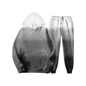 Venta al por mayor OEM ácido lavado hombres 100% algodón chándal de talla grande DTG impreso Sudadera con capucha pantalones transpirable peso pesado Casual chándal - Product Image 6