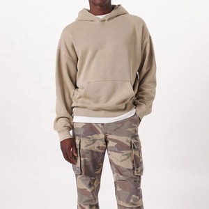 Haute qualité 100% coton Baggy unisexe à capuche lavage à l'acide poids lourd sweats éponge français sans ficelle pour l'hiver - Product Image 3