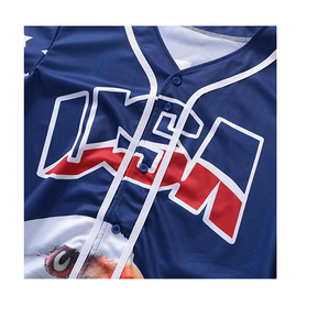 Chemise Drapeau Américain Maillot de Baseball USA pour Hommes Chemise USA Hommes Manches Courtes Bouton Maillot 100% Polyester - Product Image 4