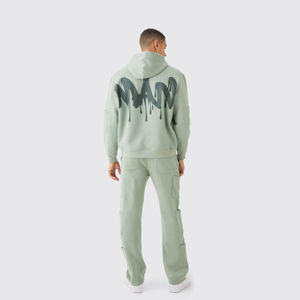 Alta calidad 100% algodón francés Terry pantalones de chándal acampanados recortada con capucha conjunto de chándal de gran tamaño de invierno de peso pesado de talla grande - Product Image 2